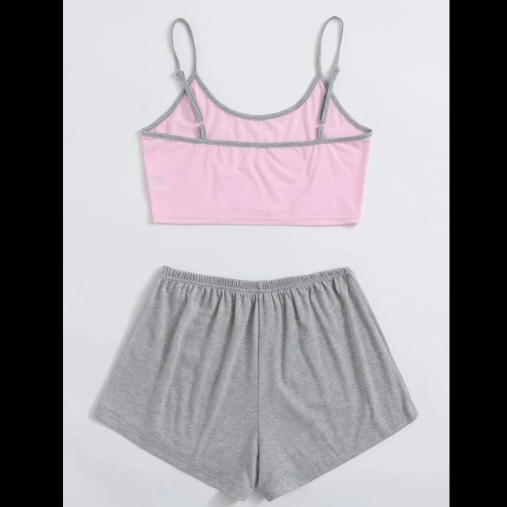 Light Pink & Gray, Sporty, Cami, Pajama Set - Picture 2 of 6